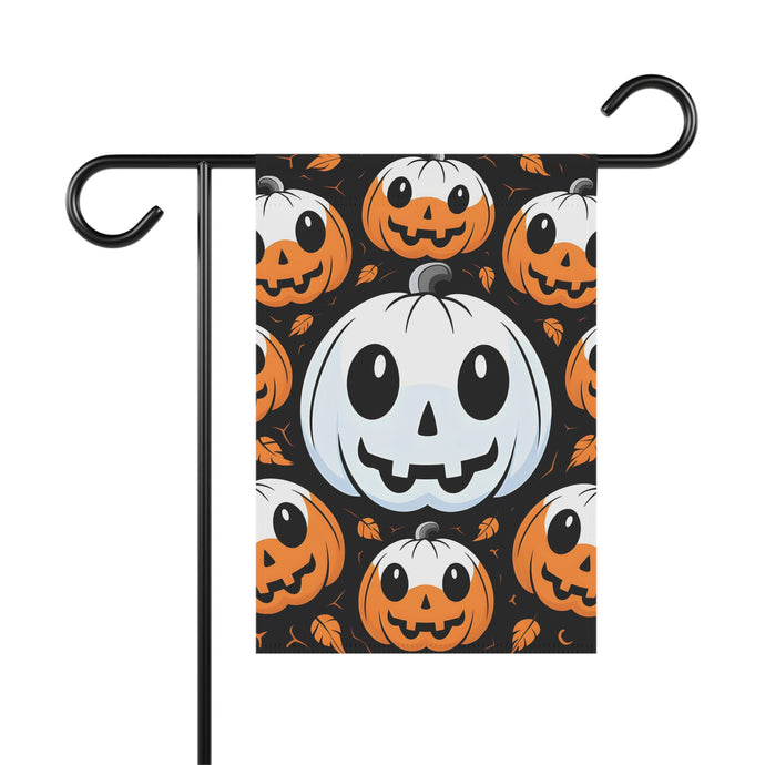 DistinctInk Garden & House Banner / Flag with Ghost Skeleton Cartoon Pumpkin Design for Halloween