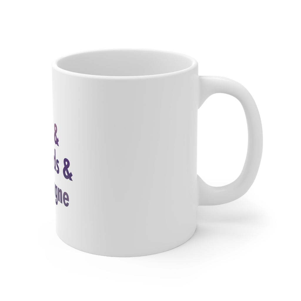 Glossy White Coffee / Tea Mug - Lipstick & Diamonds & Champagne, view 3