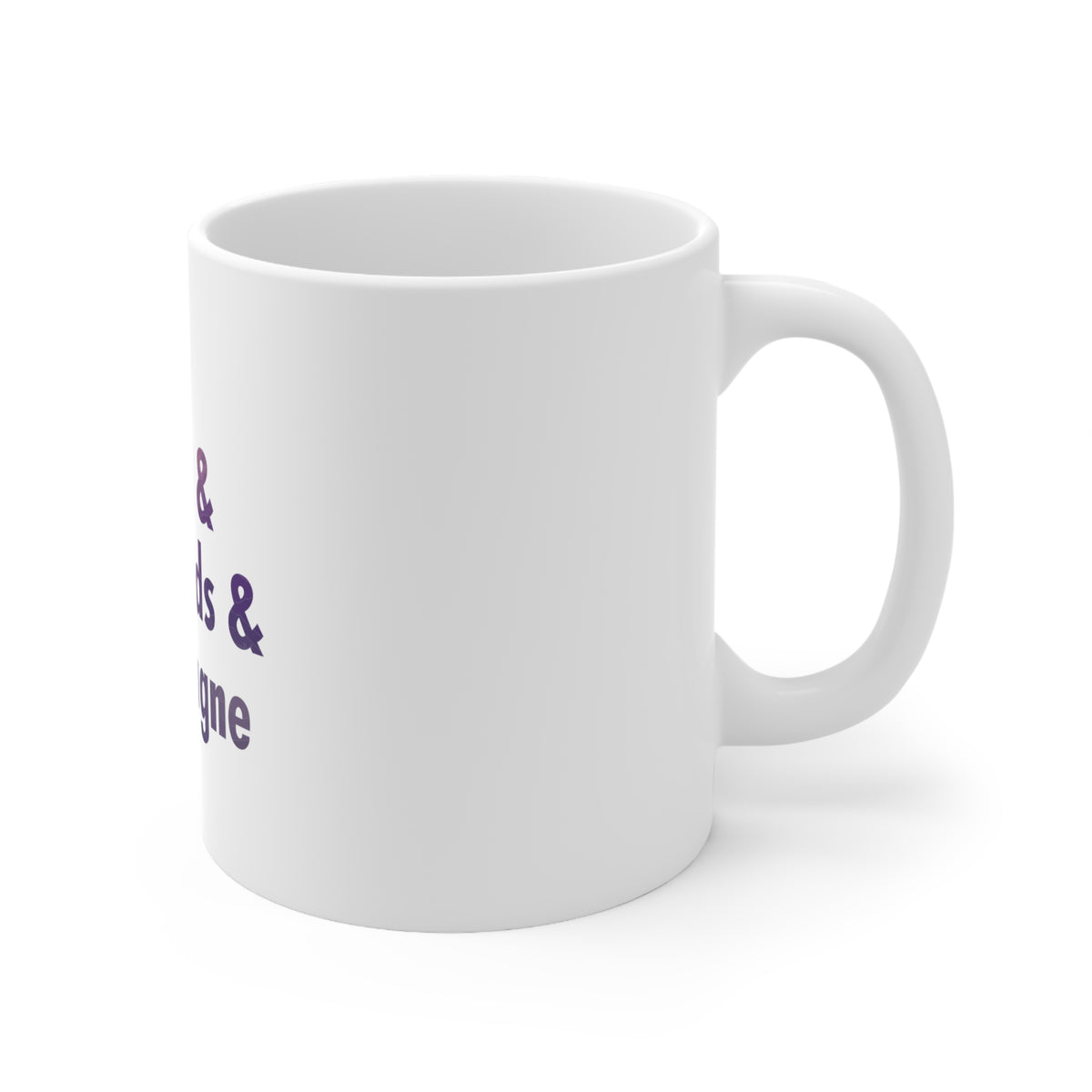 Glossy White Coffee / Tea Mug - Lipstick & Diamonds & Champagne, view 3