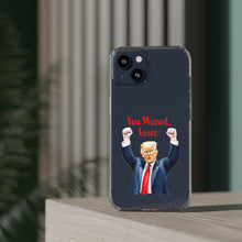 DistinctInk Clear Case for Apple iPhone or Samsung Galaxy - Trump "You Missed, Loser" Cartoon Design