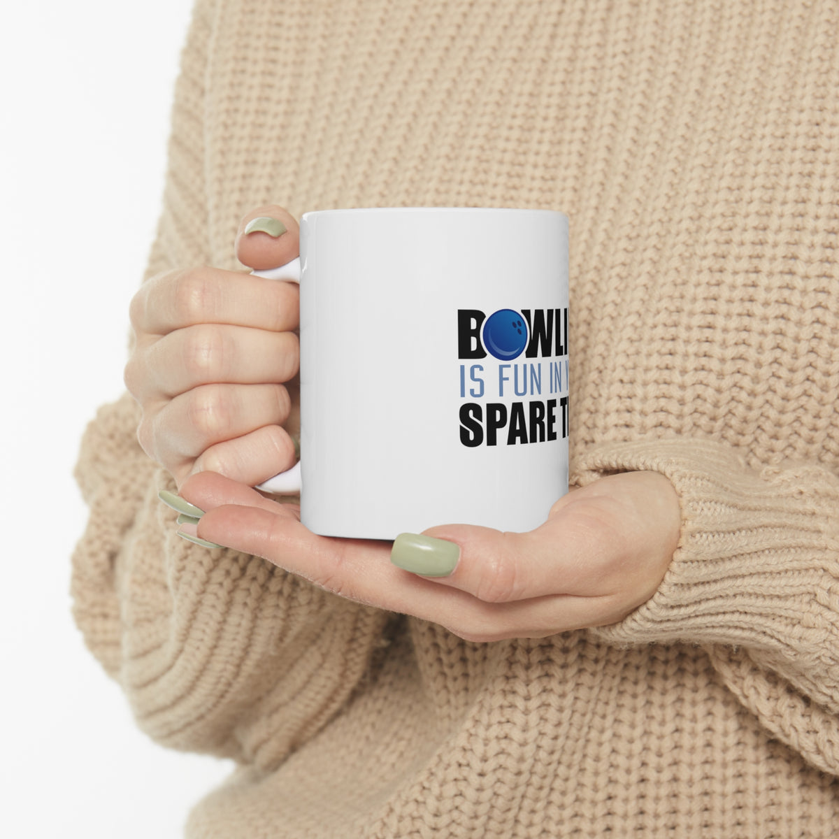 Glossy White Coffee / Tea Mug - Bowling is Fun In Your SPARE Time, view 10