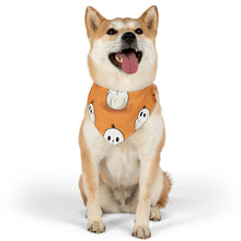DistinctInk Adjustable Pet Banana Collar with Ghastly Skeleton Pumpkin adorned Design for Halloween