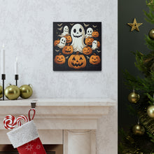 DistinctInk Canvas Wall Art with Haunted Skeleton Jack-O-Lantern for Halloween
