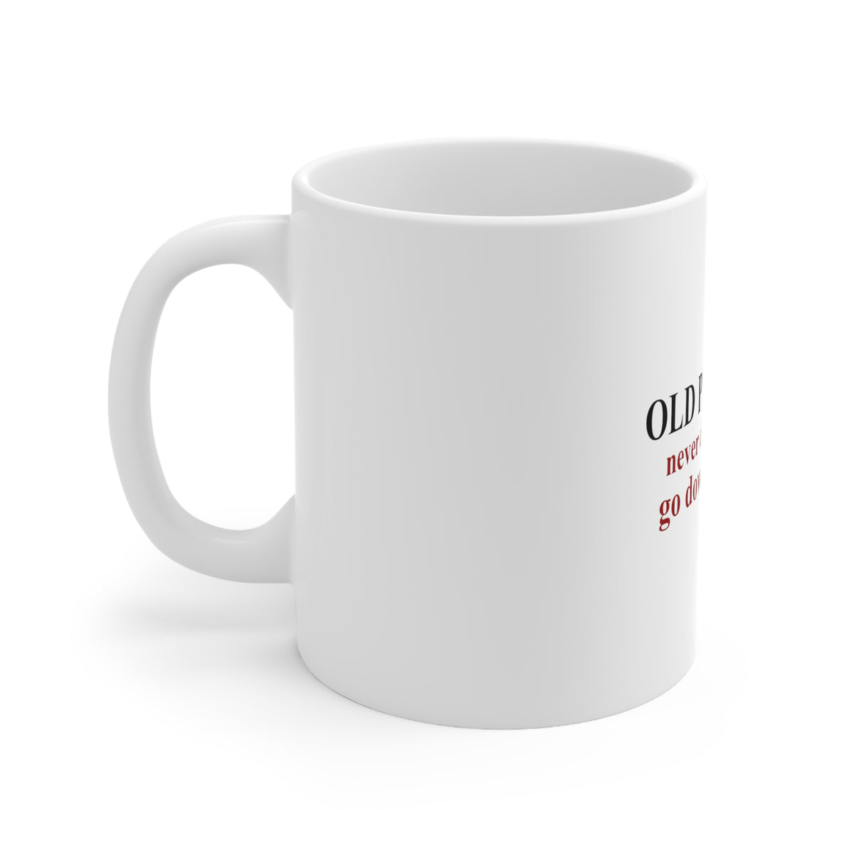 Glossy White Coffee / Tea Mug - Old Plumbers Never Die - Down the Drain, view 2