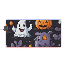 DistinctInk LED Gaming Mouse Pad with Spooky Bat-o-lanterns Design for Halloween