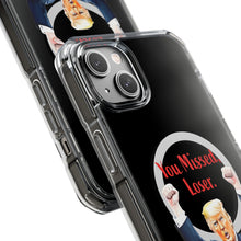 DistinctInk Clear Case for Apple iPhone, Compatible with MagSafe – Trump ‘You Missed, Loser’ Cartoon Design