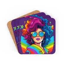DistinctInk (Set of 4) Corkwood Coasters with Life's Unforgettable Moments Design for LGBTQ+ Pride