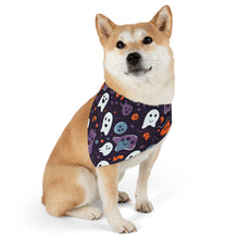 DistinctInk Adjustable Pet Banana Collar with Skeletal Ghostly Pumpkins Design for Halloween