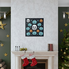 DistinctInk Canvas Wall Art with Skele-Ghostly Pumpkin Patch for Halloween