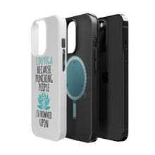 DistinctInk ToughCase for Apple iPhone, Compatible with MagSafe Charging - I Do Yoga Punching People Frowned Upon