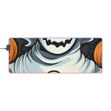 DistinctInk LED Gaming Mouse Pad with Spooky Skeletal Pumpkin Patch Design for Halloween