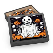 DistinctInk Jigsaw Puzzle with Ghost Skeleton Pumpkins Design for Halloween