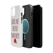 DistinctInk ToughCase for Apple iPhone, Compatible with MagSafe Charging - Cats Are Better Than Boys