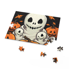 DistinctInk Jigsaw Puzzle with Ghost Skeleton Pumpkin Pattern Design for Halloween