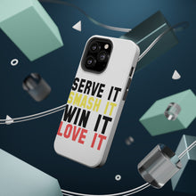 DistinctInk ToughCase for Apple iPhone, Compatible with MagSafe Charging - Serve It Smash It Win It Love It Tennis