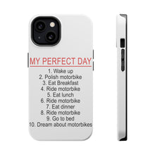 DistinctInk ToughCase for Apple iPhone, Compatible with MagSafe Charging - My Perfect Day - Motorbike Motorcycle