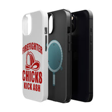 DistinctInk ToughCase for Apple iPhone, Compatible with MagSafe Charging - Firefighter Chicks Kick ASH
