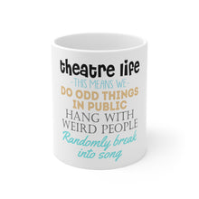 DistinctInk Glossy White Coffee / Tea Mug - Theatre Life - Odd Things in Public