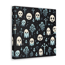 DistinctInk Canvas Wall Art with Ghastly Skeletal Shadows for Halloween