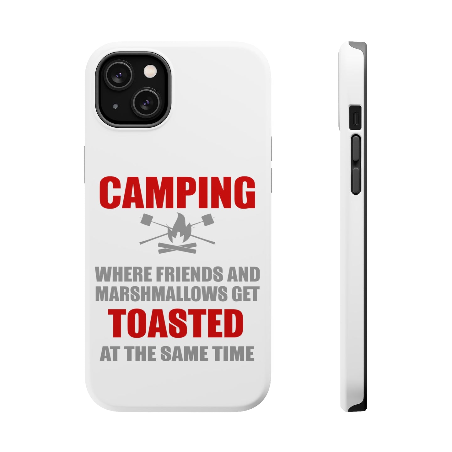 DistinctInk ToughCase for Apple iPhone, Compatible with MagSafe Charging - Camping - Friends & Marshmallows Get Toasted