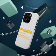 DistinctInk ToughCase for Apple iPhone, Compatible with MagSafe Charging - Engineer Definition - Caffeine and Last Minute