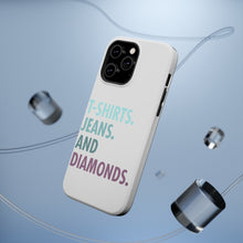 DistinctInk ToughCase for Apple iPhone, Compatible with MagSafe Charging - T-Shirts Jeans and Diamonds
