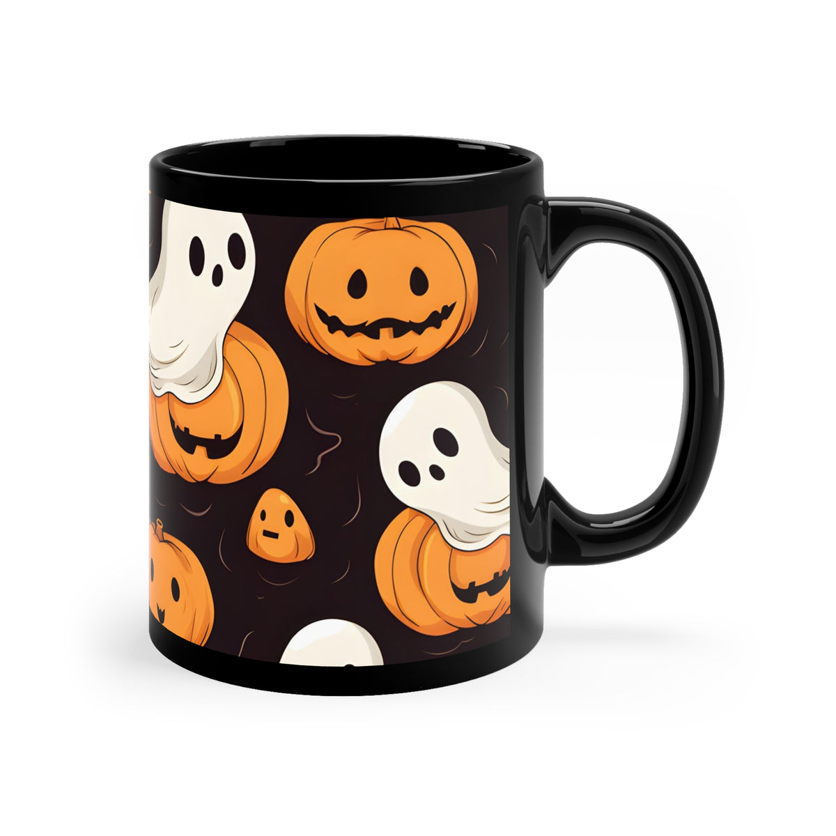 Black Coffee Mug - Haunted Skeleton Pumpkin Patch for Halloween, view 3
