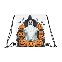 DistinctInk Drawstring Bag / Backpack with Ghost Skeleton Pumpkins Pattern Design for Halloween