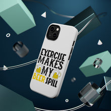 DistinctInk ToughCase for Apple iPhone, Compatible with MagSafe Charging - Exercise Makes My Beer Spill