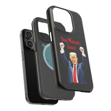Dual Layer Tough Case for Apple iPhone, Compatible with MagSafe - Trump ‘You Missed, Loser’ Design & Black Background