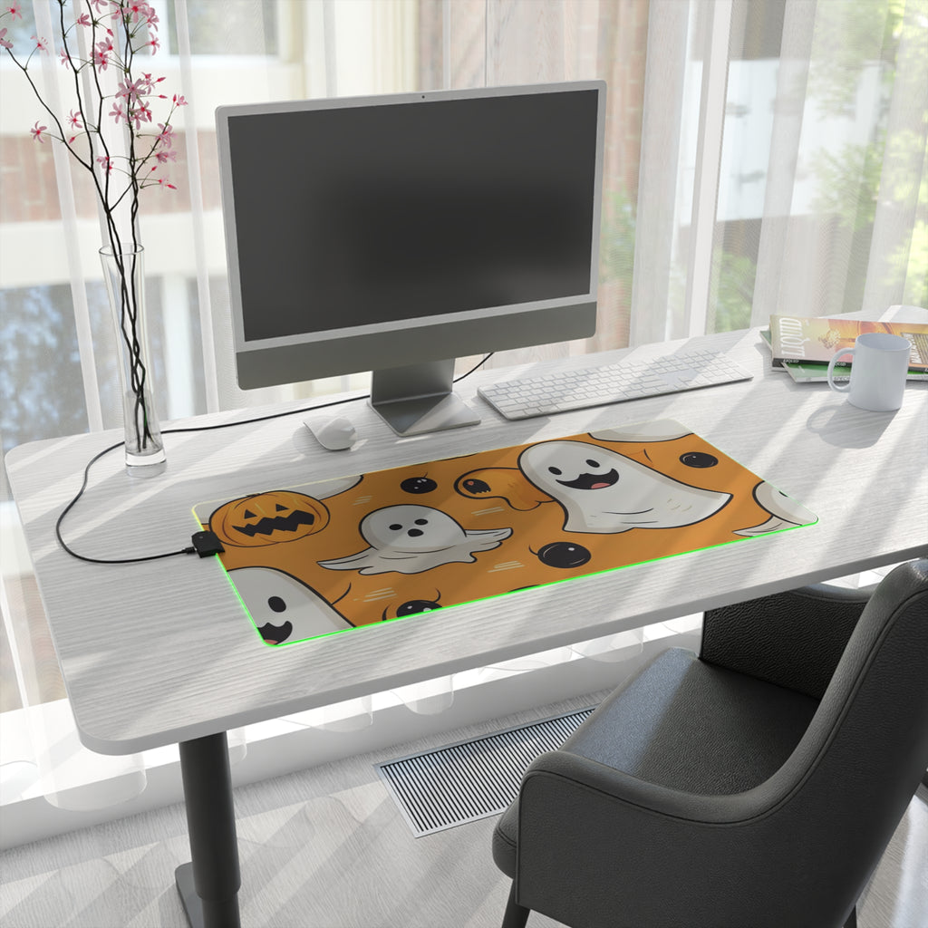 LED Gaming Mouse Pad with Ghoulish Bats and Pumpkins Design for Halloween, view 16