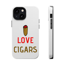 DistinctInk ToughCase for Apple iPhone, Compatible with MagSafe Charging - I Love Cigars