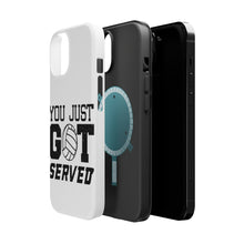 DistinctInk ToughCase for Apple iPhone, Compatible with MagSafe Charging - You Just Got Served Volleyball