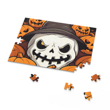 DistinctInk Jigsaw Puzzle with Spooky Skeleton Pumpkin Patch Design for Halloween