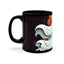 DistinctInk Black Coffee Mug - Silly Specter Sprites for Halloween