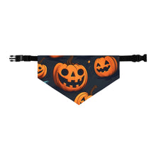 DistinctInk Adjustable Pet Banana Collar with Nightly Fright of Bats and Ghouls Design for Halloween