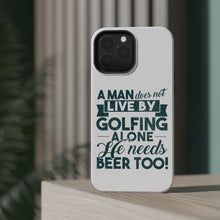 DistinctInk ToughCase for Apple iPhone, Compatible with MagSafe Charging - Live By Golfing Alone Need Beer Too