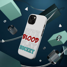 DistinctInk ToughCase for Apple iPhone, Compatible with MagSafe Charging - Give Blood Play Hockey