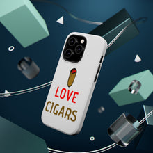 DistinctInk ToughCase for Apple iPhone, Compatible with MagSafe Charging - I Love Cigars