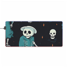 DistinctInk LED Gaming Mouse Pad with Haunted Skeleton Crew Design for Halloween