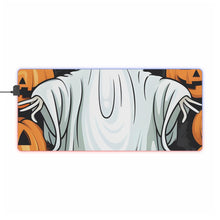 DistinctInk LED Gaming Mouse Pad with Ghost Skeleton Pumpkins Pattern Design for Halloween