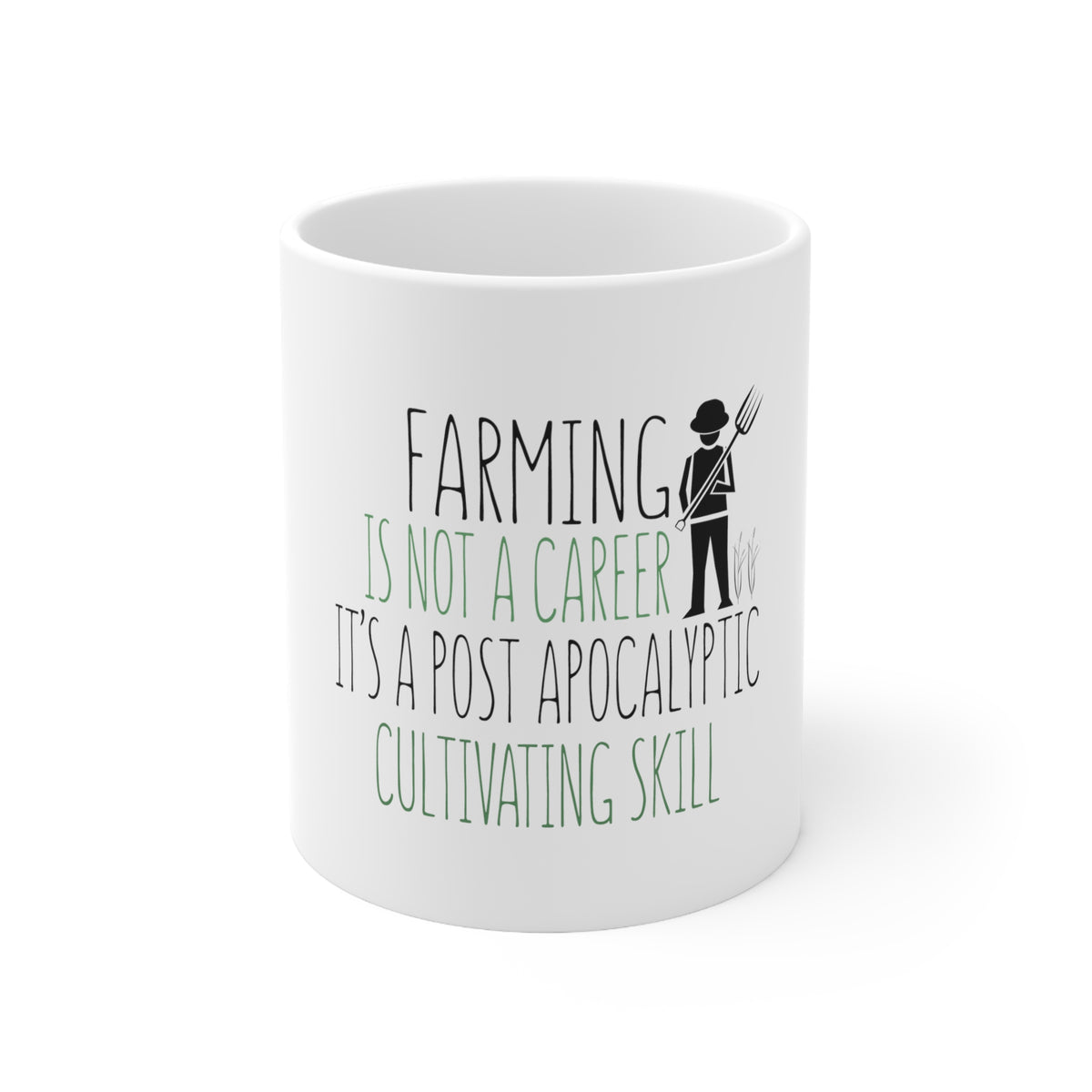 Glossy White Coffee / Tea Mug - Farming is Not a Career Post Apocalyptic Skill
