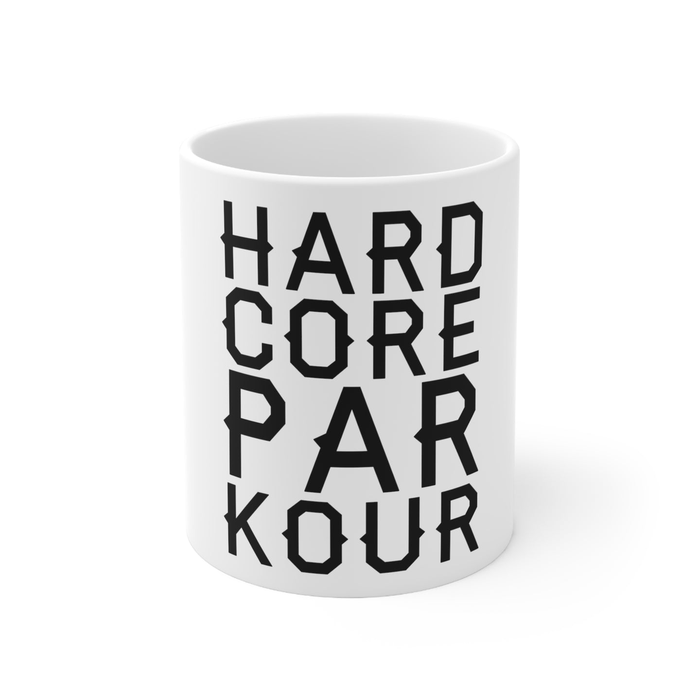 DistinctInk Glossy White Coffee / Tea Mug - Hard Core Parkour