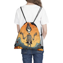 DistinctInk Drawstring Bag / Backpack with Skelefun Halloween Design for Halloween