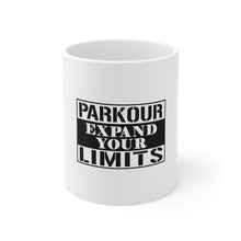 DistinctInk Glossy White Coffee / Tea Mug - Parkour Expand Your Limits