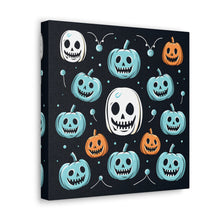 DistinctInk Canvas Wall Art with Skele-Ghostly Pumpkin Patch for Halloween