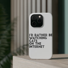 DistinctInk ToughCase for Apple iPhone, Compatible with MagSafe Charging - Rather Be Watch Cats On The Internet