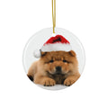 Hanging Ceramic Christmas Tree Ornament with Gold String - Chow Chow Puppy Design