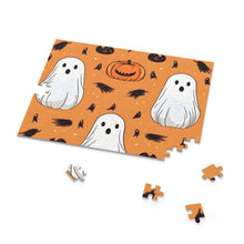DistinctInk Jigsaw Puzzle with Ghost Skeleton Cartoon Pumpkin Design for Halloween