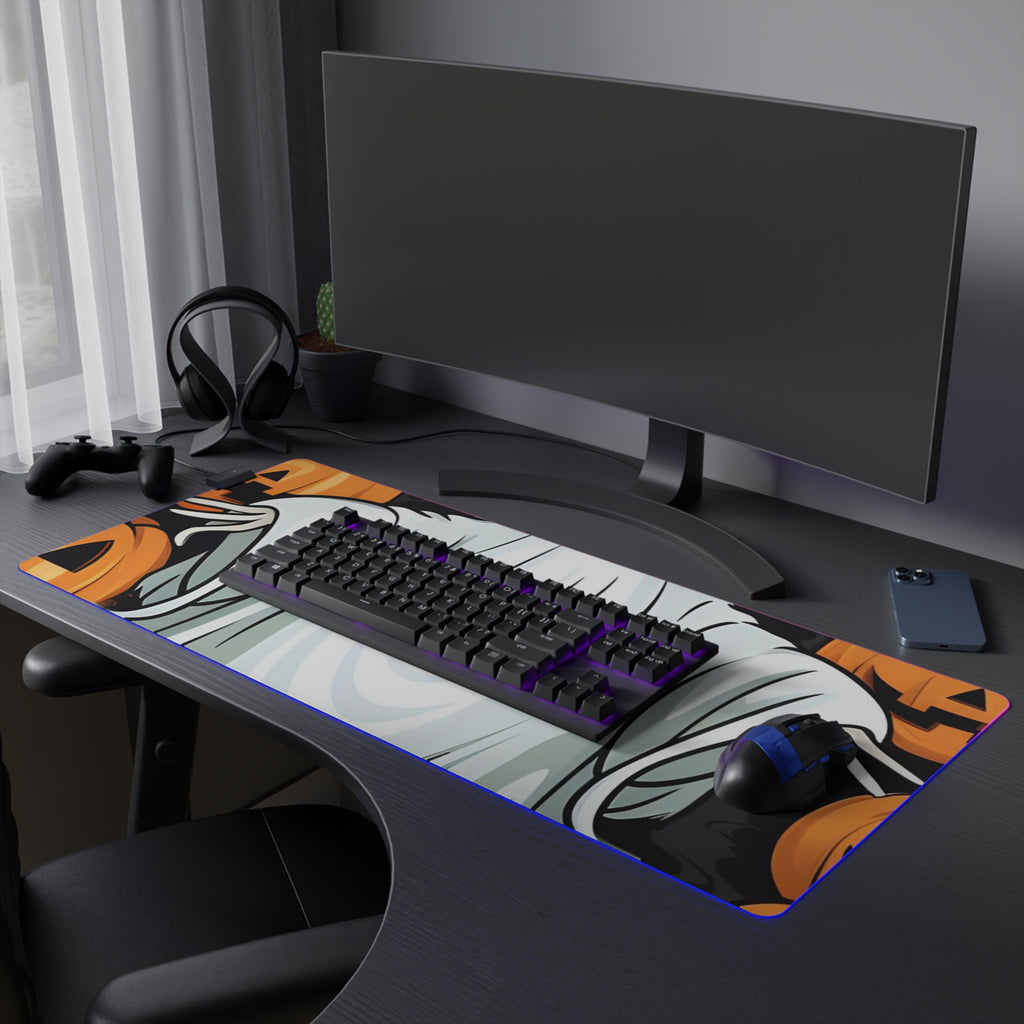 LED Gaming Mouse Pad with Ghost Skeleton Pumpkins Pattern Design for Halloween, view 27